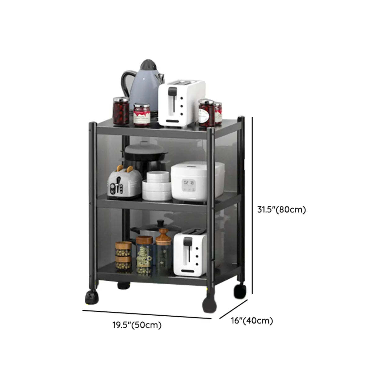 Industrial Stainless Steel Black Kitchen Display Cabinet