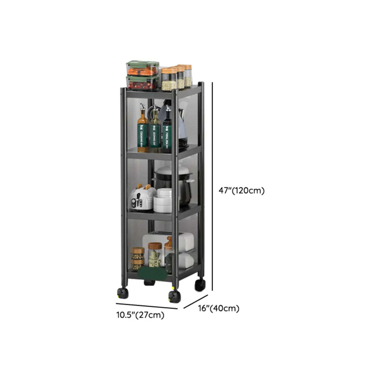 Industrial Stainless Steel Black Kitchen Display Cabinet
