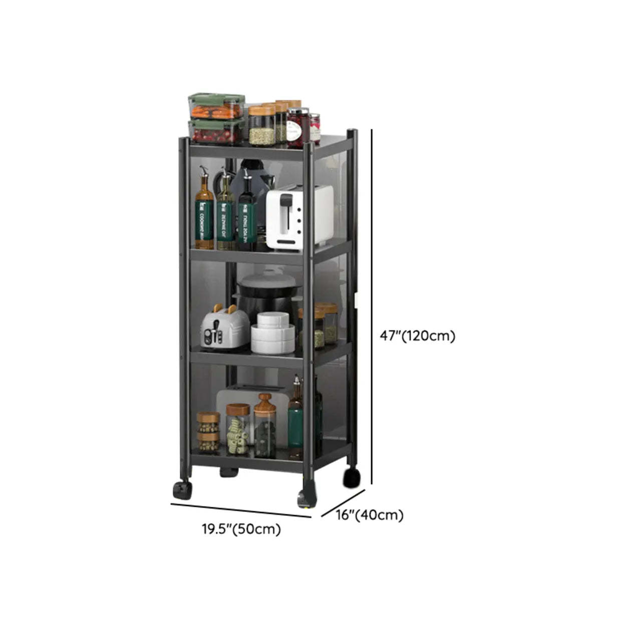 Industrial Stainless Steel Black Kitchen Display Cabinet