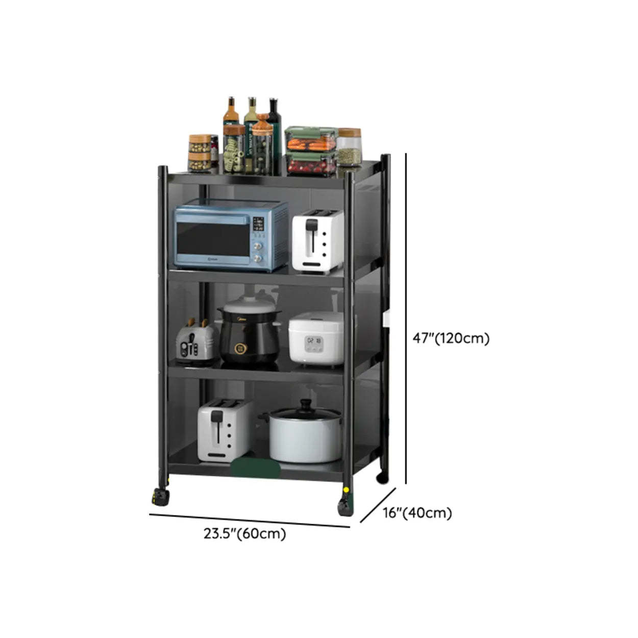 Industrial Stainless Steel Black Kitchen Display Cabinet