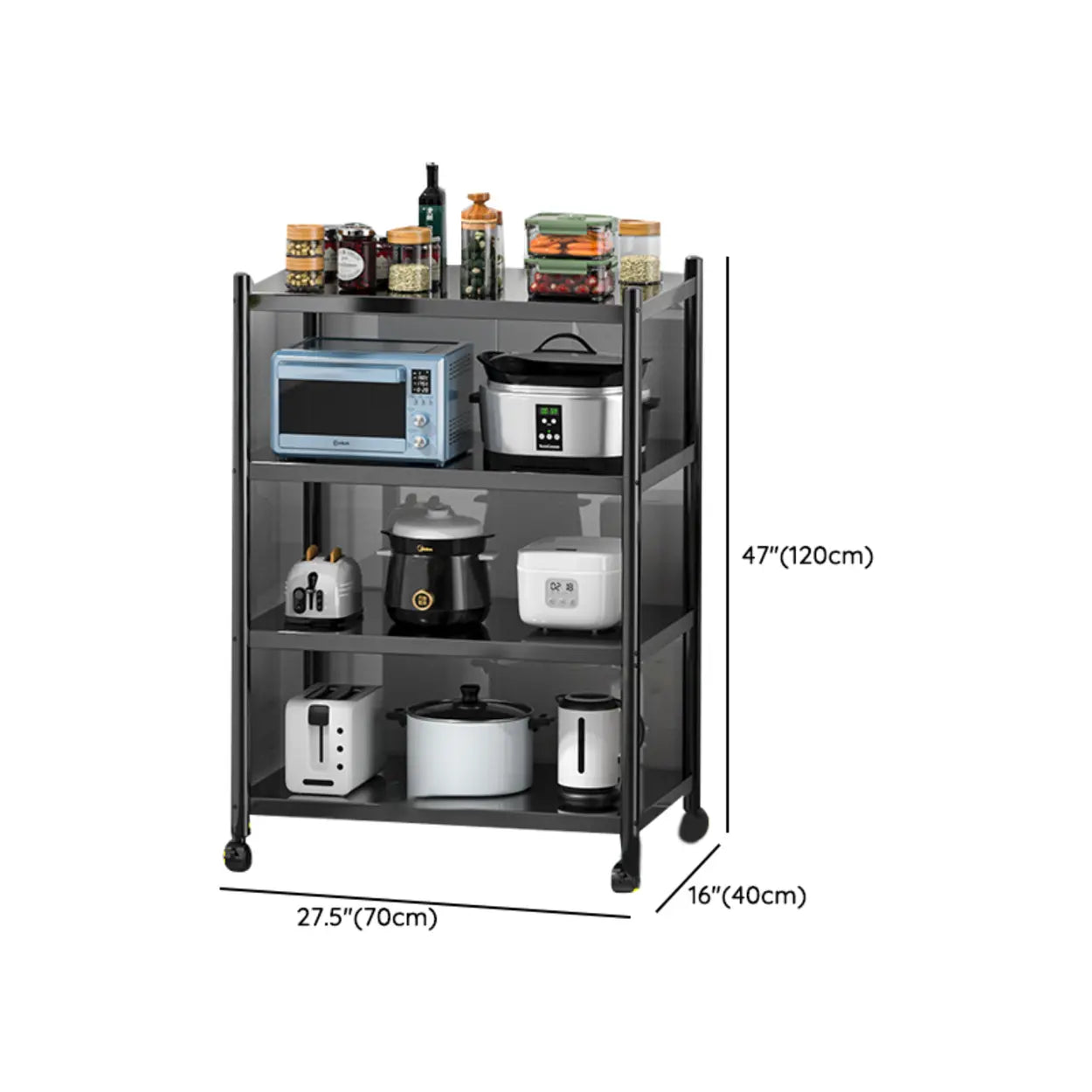 Industrial Stainless Steel Black Kitchen Display Cabinet