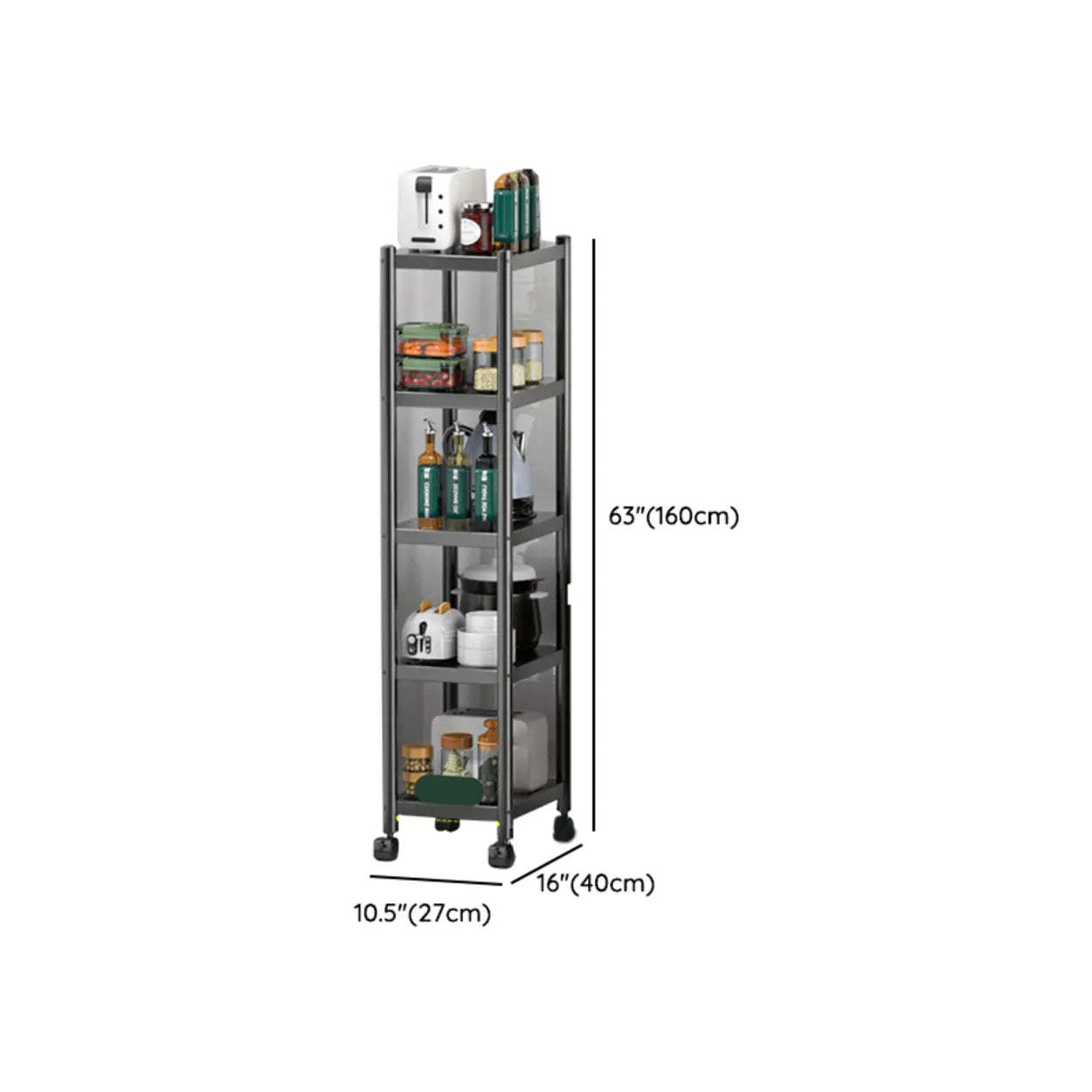 Industrial Stainless Steel Black Kitchen Display Cabinet