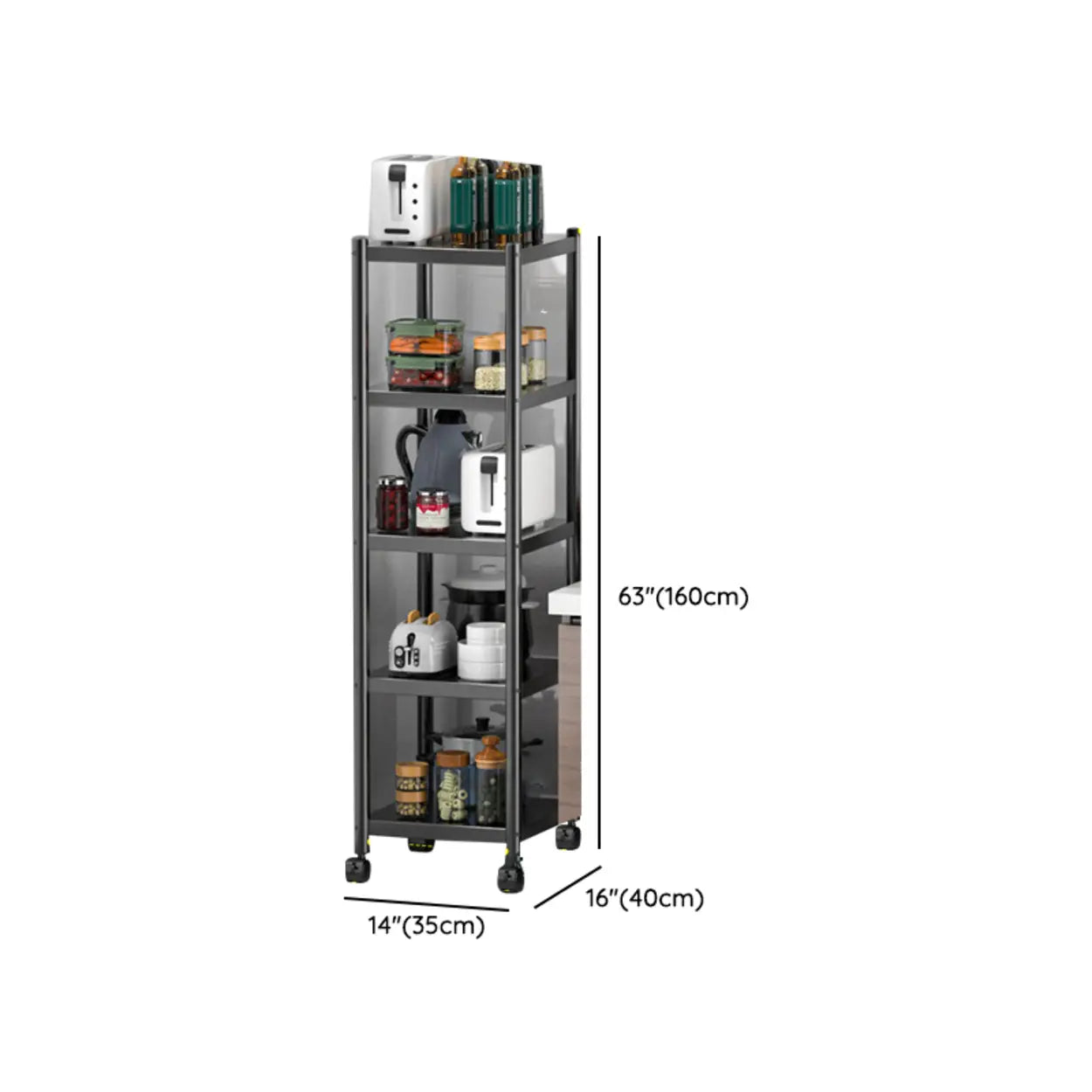 Industrial Stainless Steel Black Kitchen Display Cabinet
