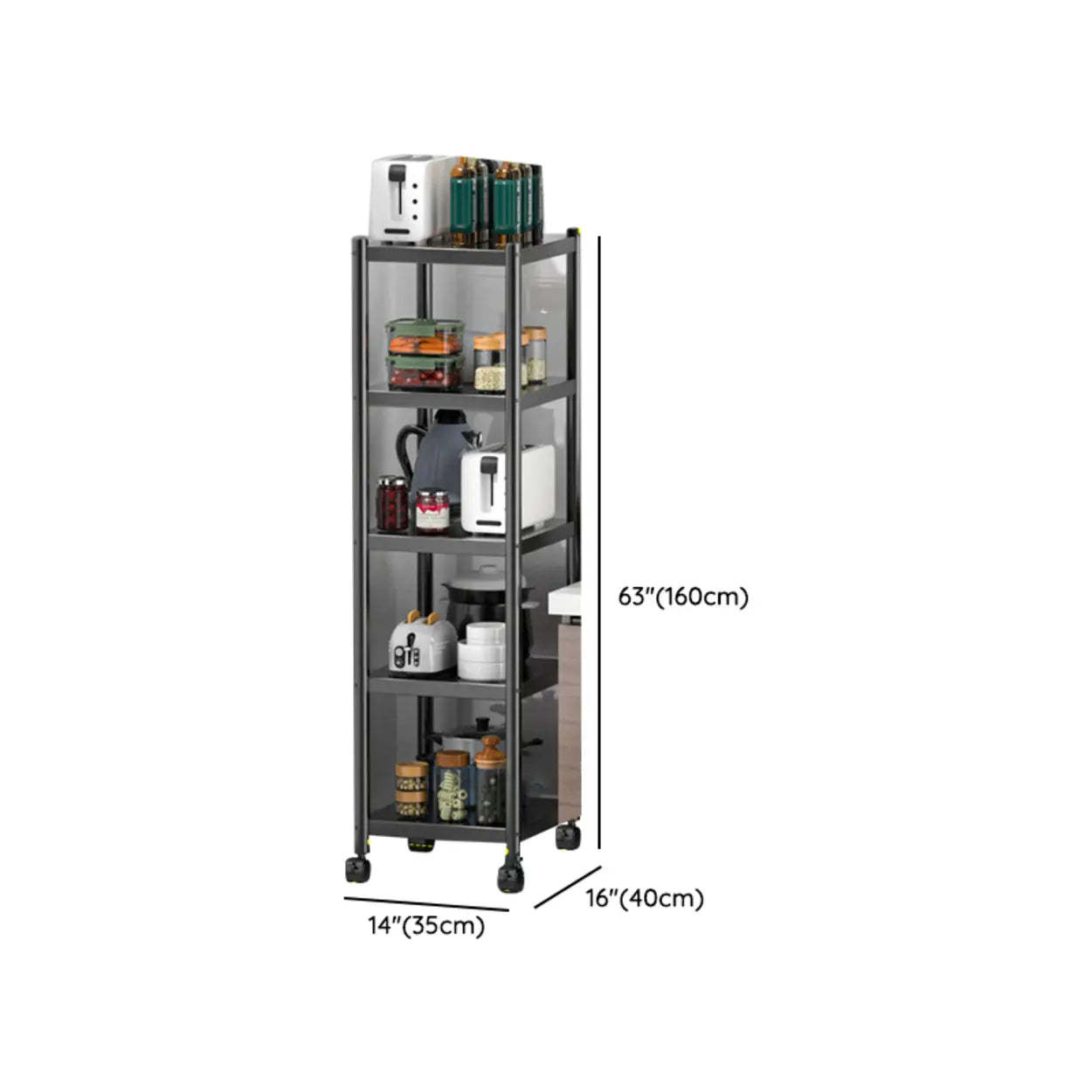 Industrial Stainless Steel Black Kitchen Display Cabinet