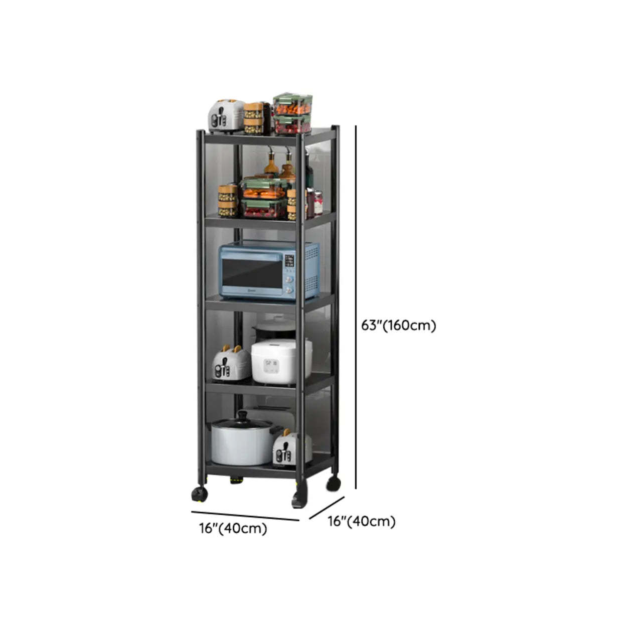 Industrial Stainless Steel Black Kitchen Display Cabinet