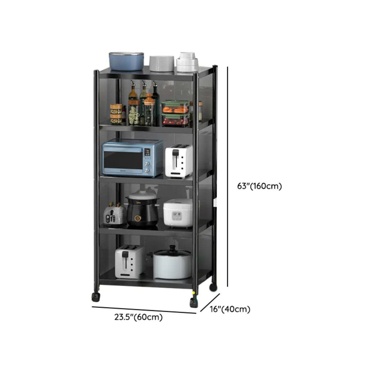 Industrial Stainless Steel Black Kitchen Display Cabinet