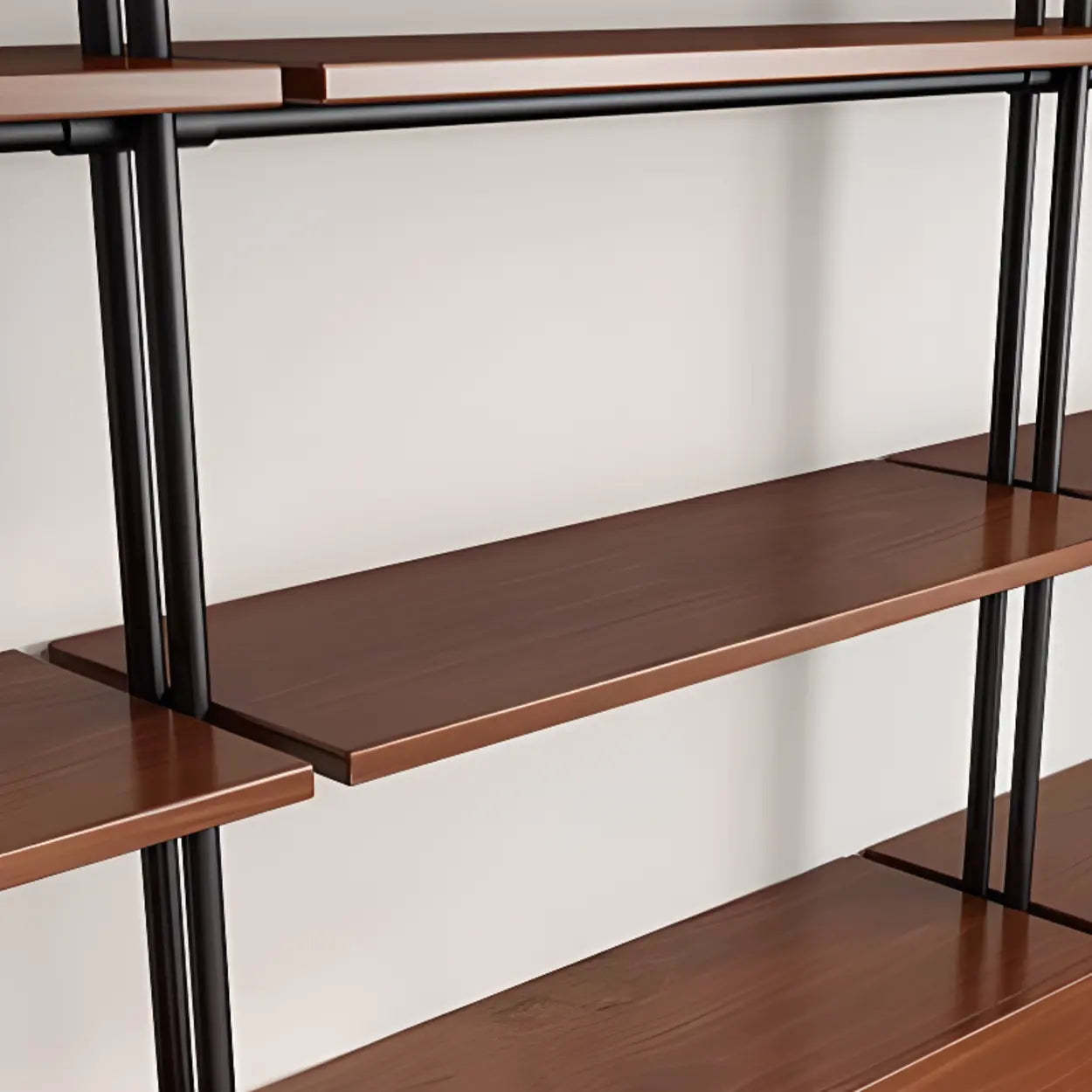 Industrial Wall-Mounted Wood-Metal Bookshelf — White (With Drop Front Cabinets)