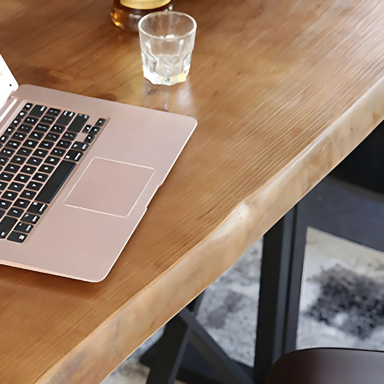 Industrial Wood Long Bar Table with Footrest — Table Only