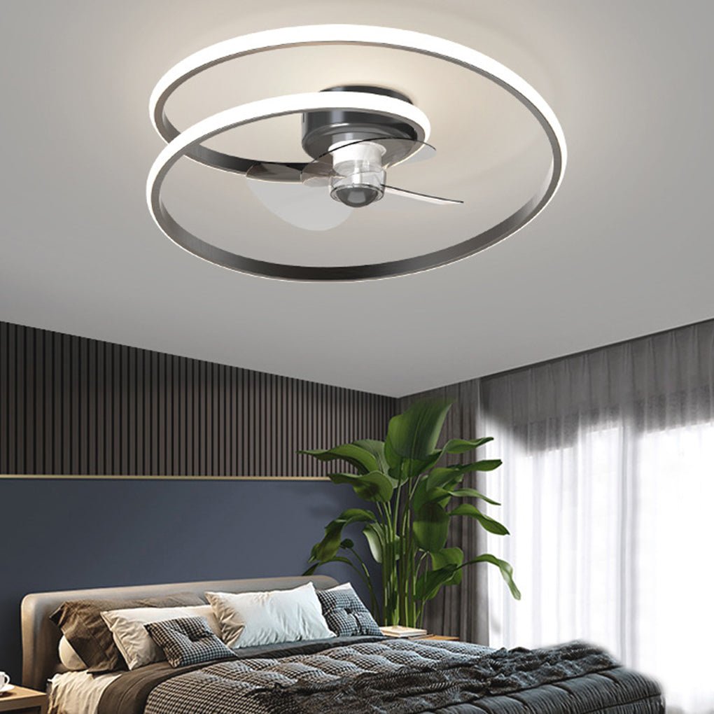 Inverter Stepless Dimming LED Ceiling Fan Light with Remote Control for Living Room Bedroom-Lighom