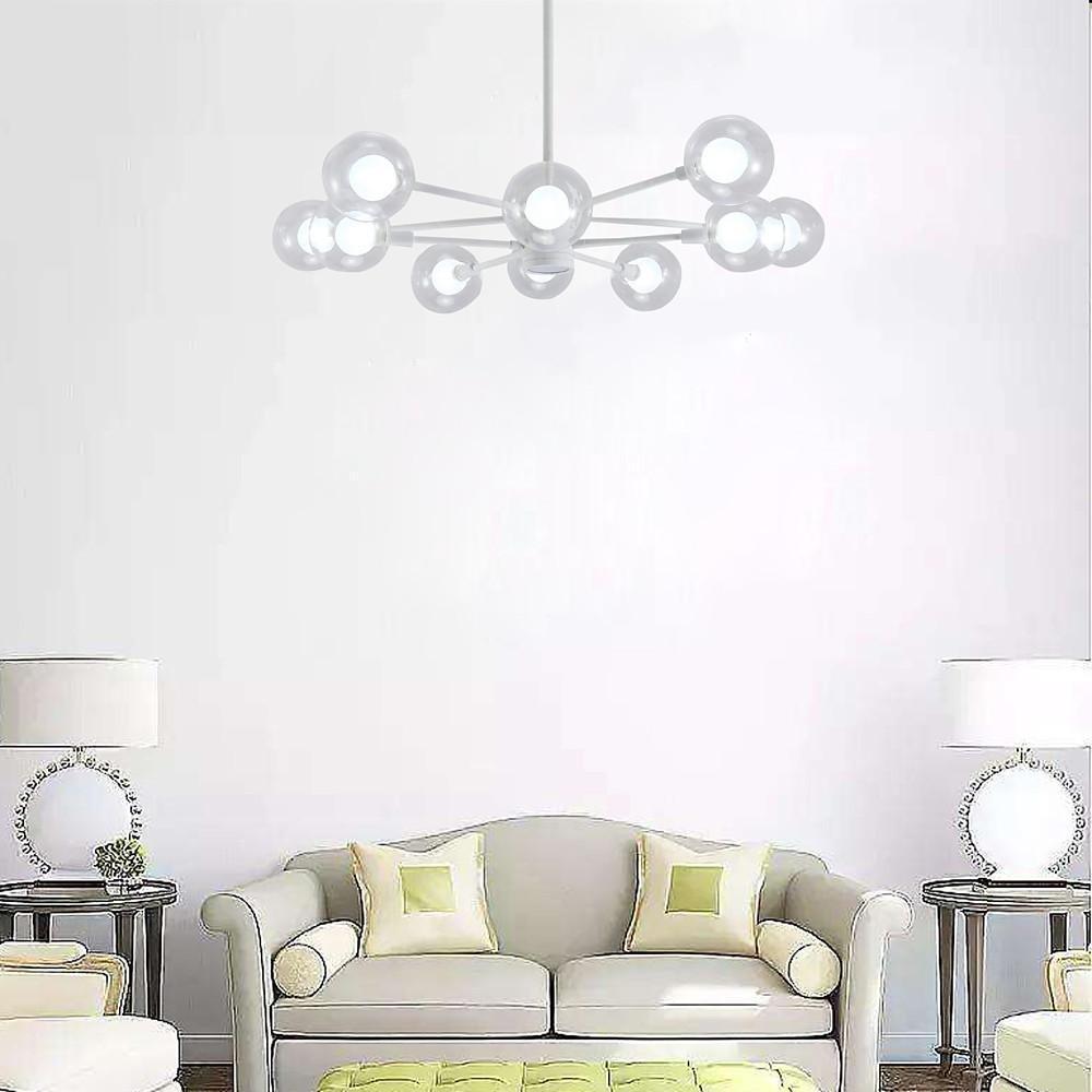 10-Light Glass LED White Contemporary Pendant Chandelier