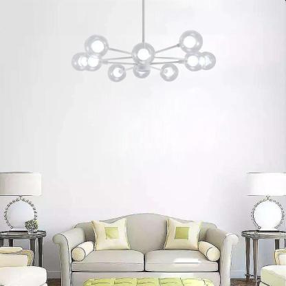 10-Light Glass LED White Contemporary Pendant Chandelier