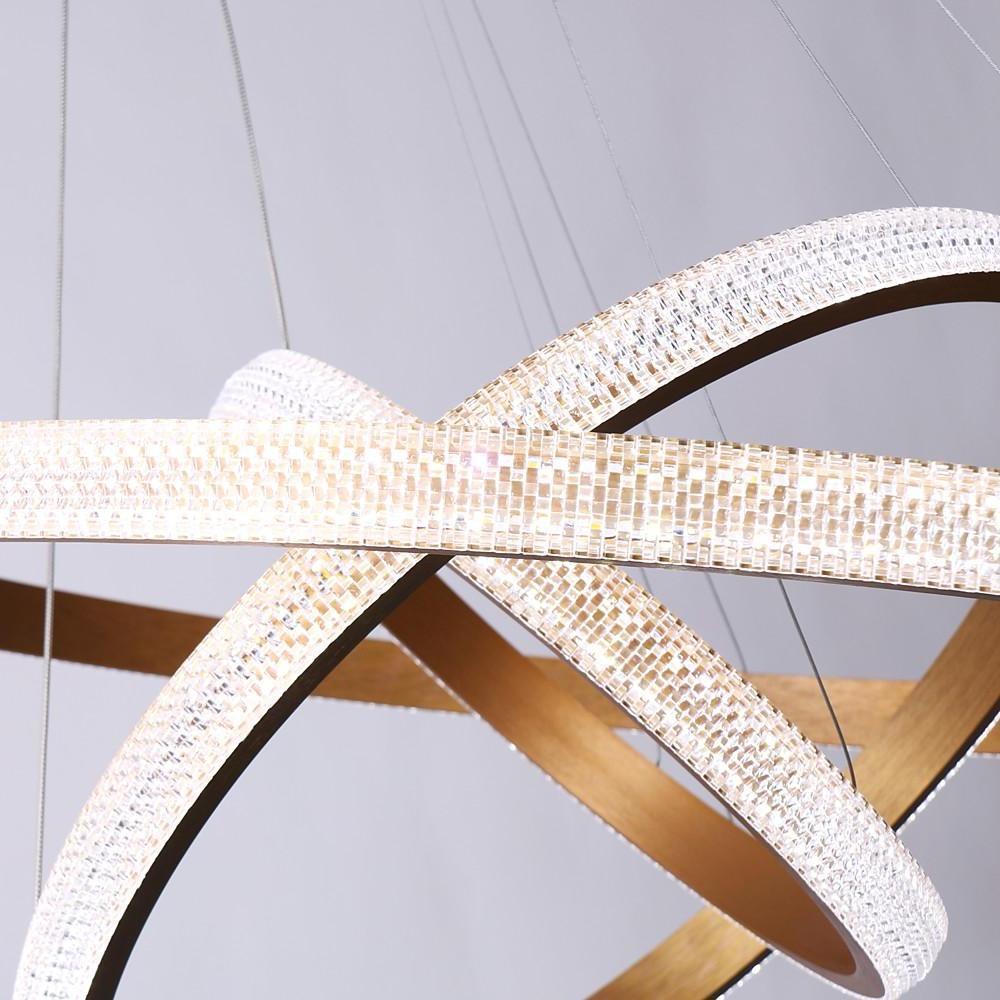 Adjustable 3-Ring Gold LED Kitchen Chandelier