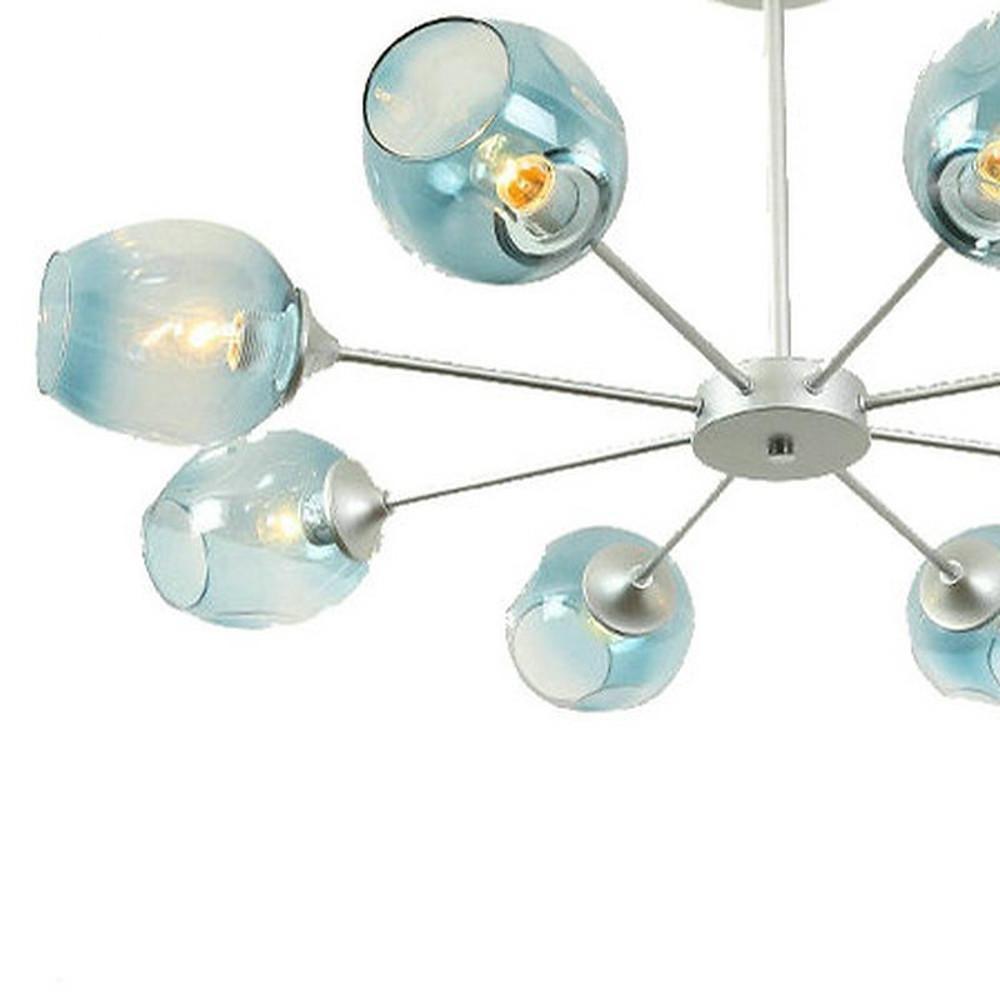 Classic Sputnik Chandelier Metal See Glass Chandeliers with 8 LED Lights-Lighom