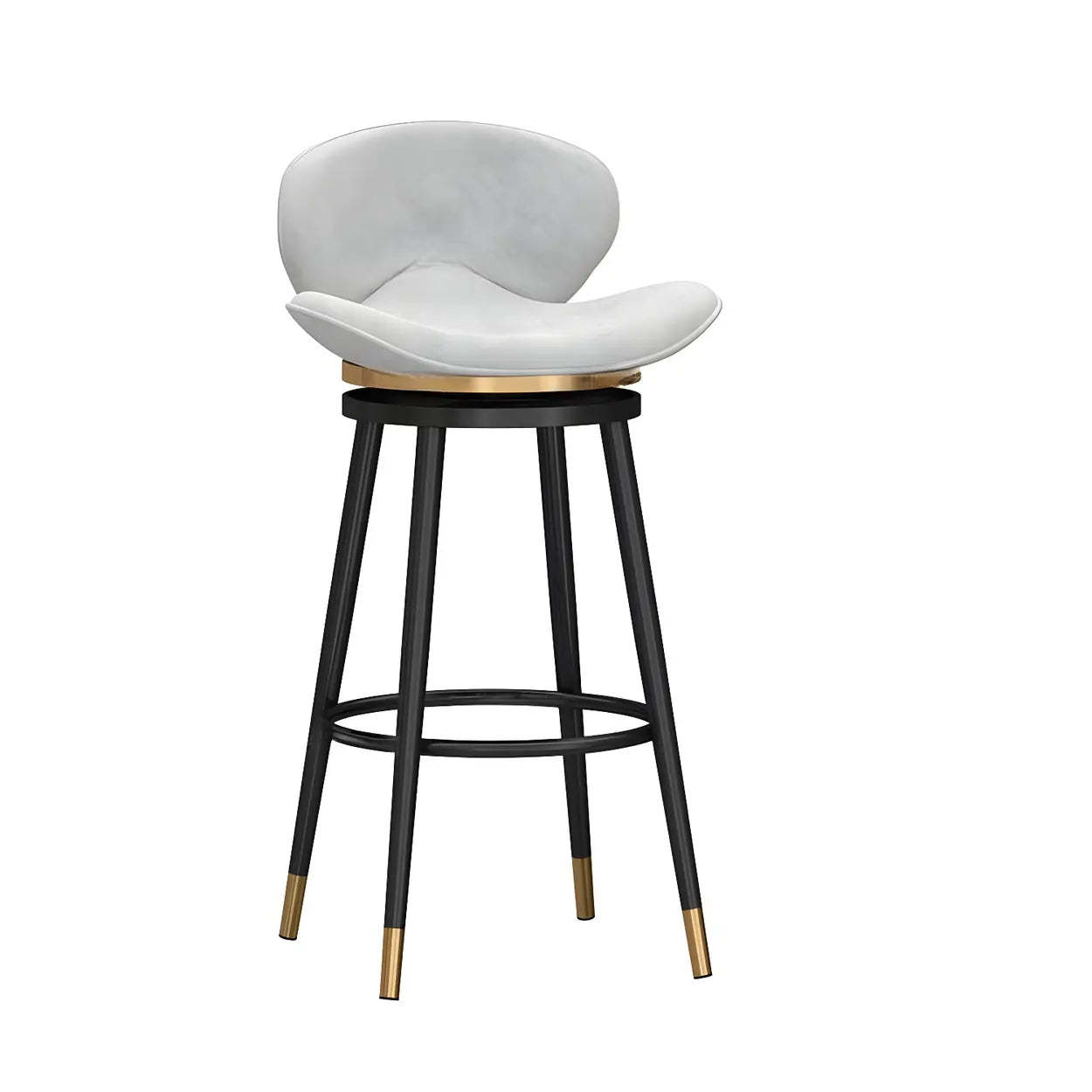 Iron Frame Curved Fabric Bucket Bar Stool — Blue / Black