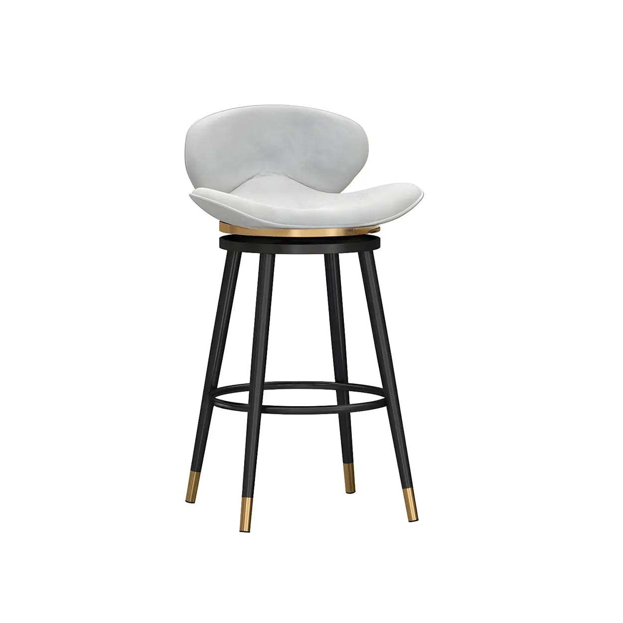 Iron Frame Curved Fabric Bucket Bar Stool — Blue / Gold