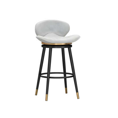Iron Frame Curved Fabric Bucket Bar Stool — Blue / Gold