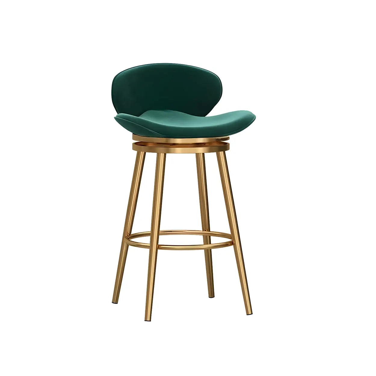 Iron Frame Curved Fabric Bucket Bar Stool — Green / Black