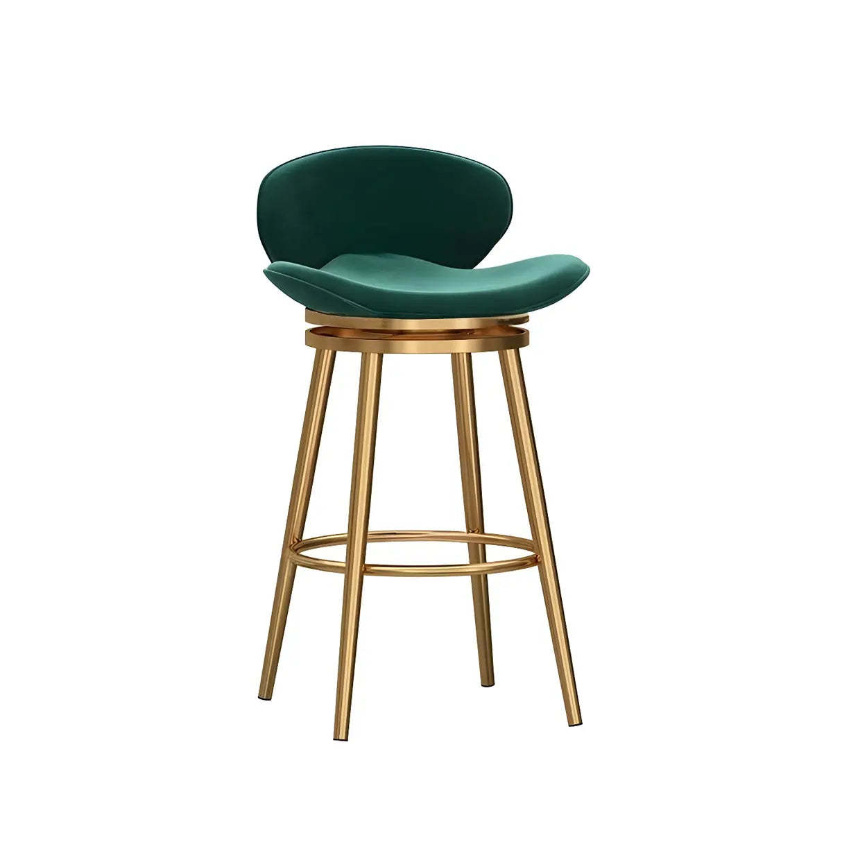 Iron Frame Curved Fabric Bucket Bar Stool — Green / Black