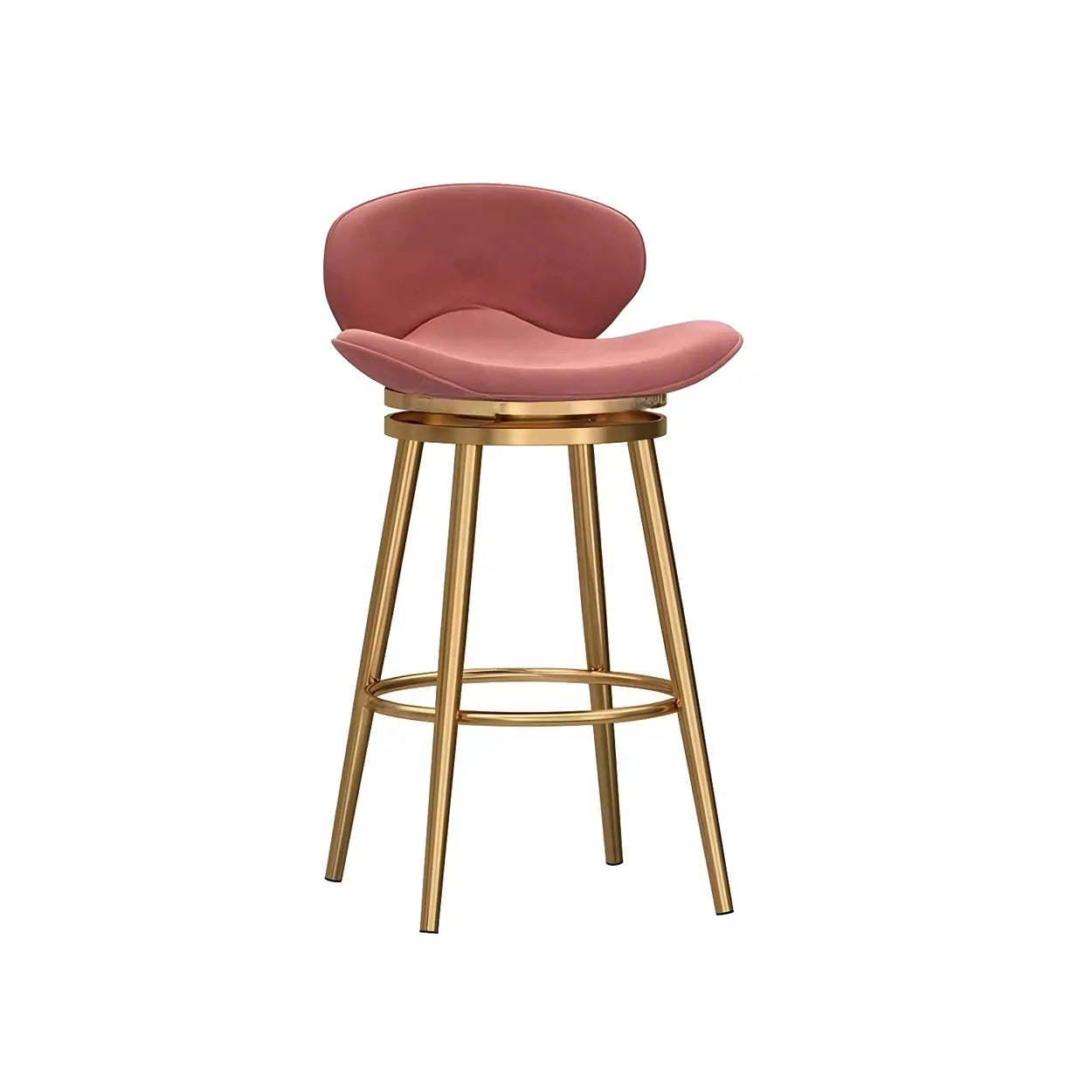 Iron Frame Curved Fabric Bucket Bar Stool — Green / Gold