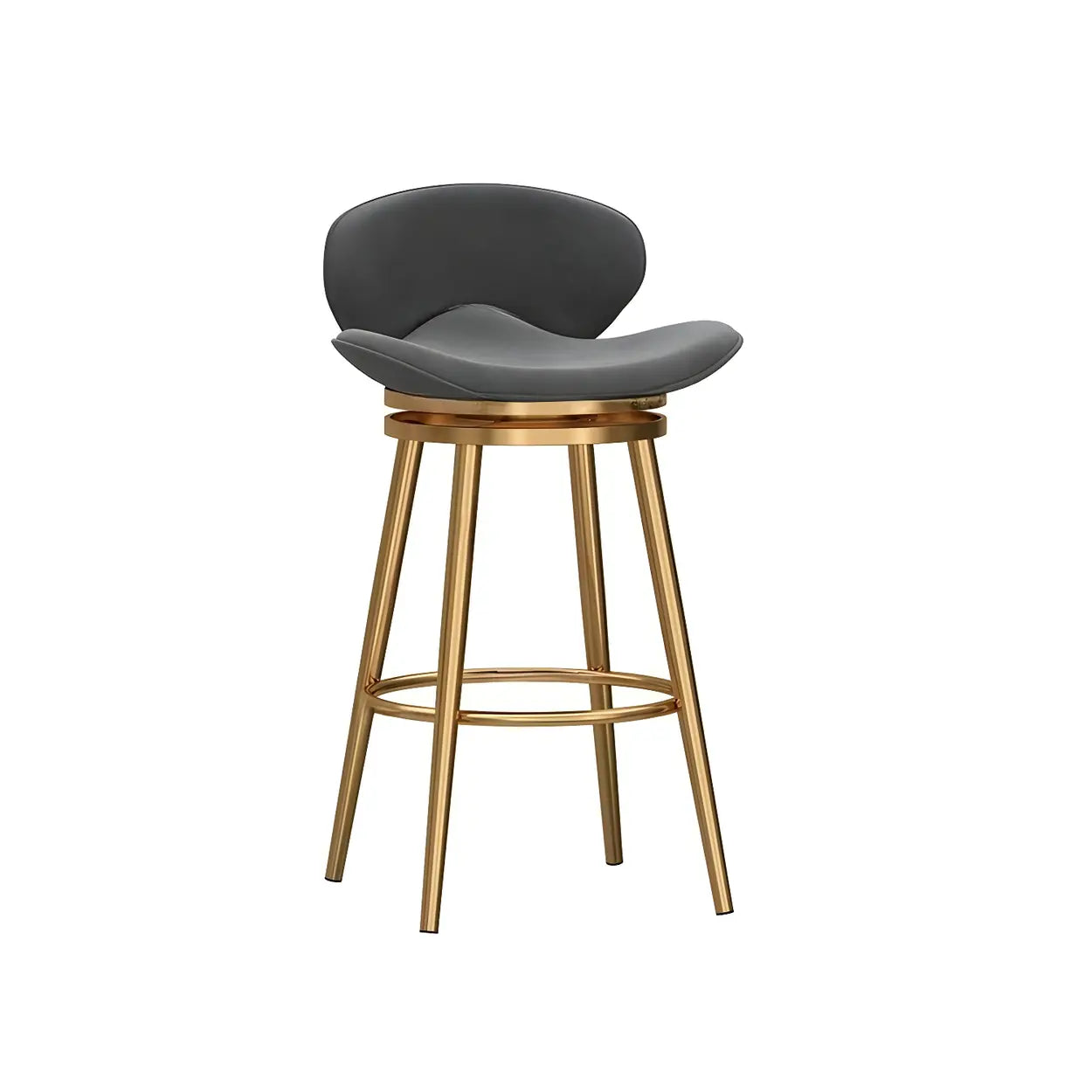 Iron Frame Curved Fabric Bucket Bar Stool — Pink / Black
