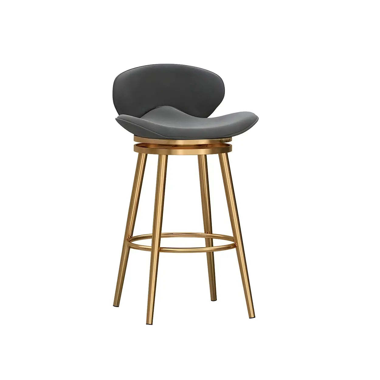 Iron Frame Curved Fabric Bucket Bar Stool — Pink / Black