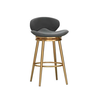 Iron Frame Curved Fabric Bucket Bar Stool — Pink / Black