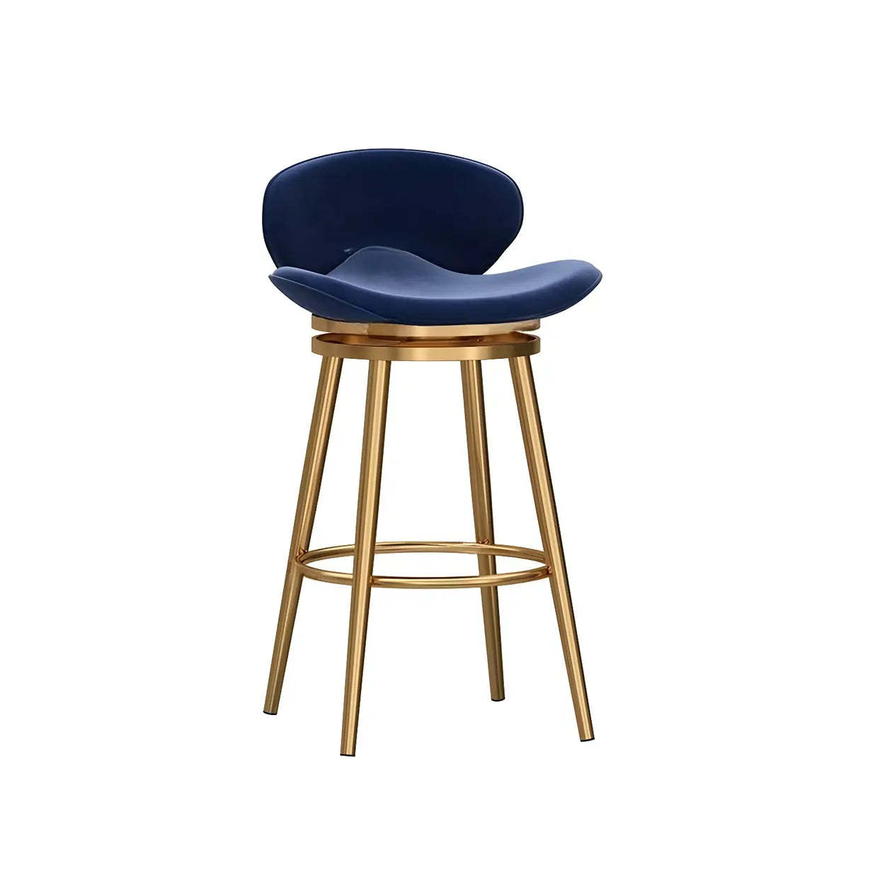 Iron Frame Curved Fabric Bucket Bar Stool — Pink / Gold