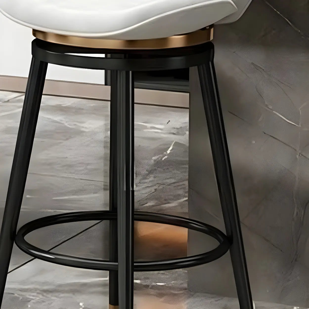 Iron Frame Curved Fabric Bucket Bar Stool — Grey / Black