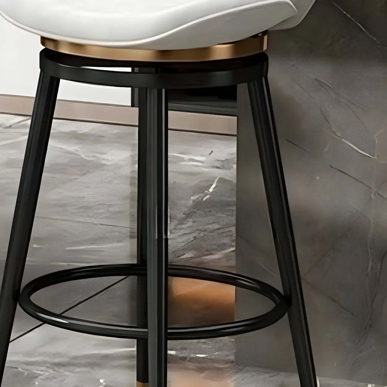 Iron Frame Curved Fabric Bucket Bar Stool — Grey / Black