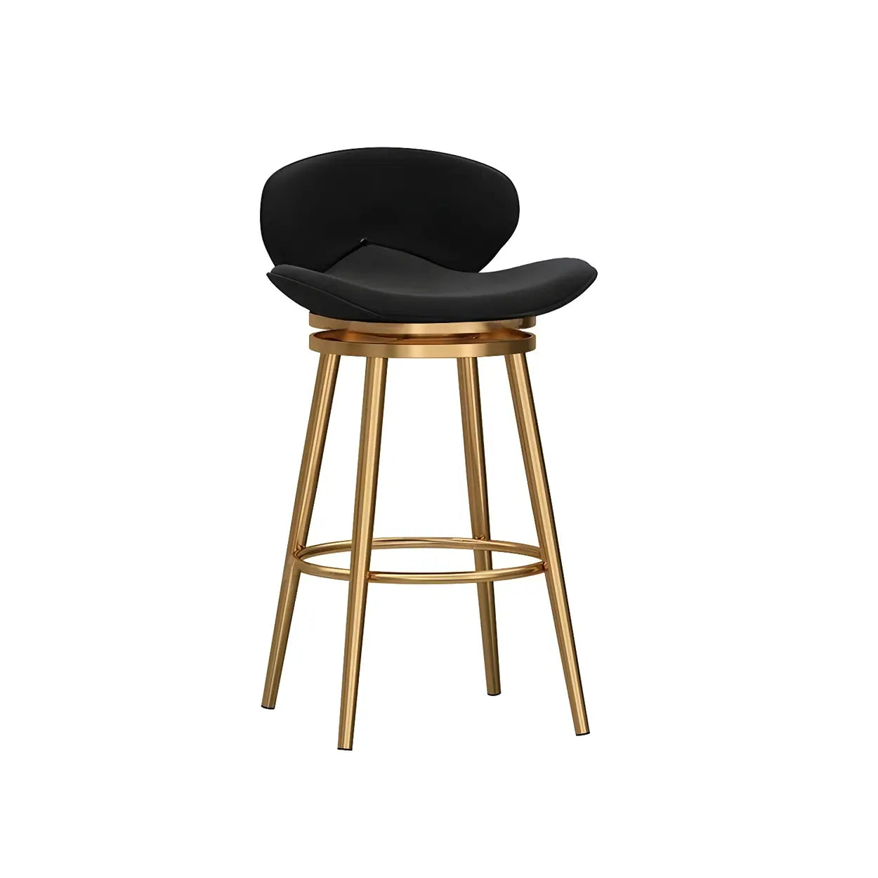 Iron Frame Curved Fabric Bucket Bar Stool — Grey / Black