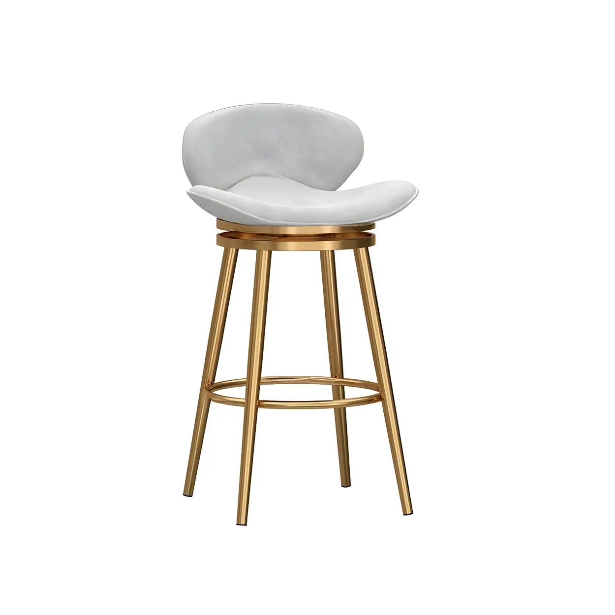 Iron Frame Curved Fabric Bucket Bar Stool — Grey / Gold