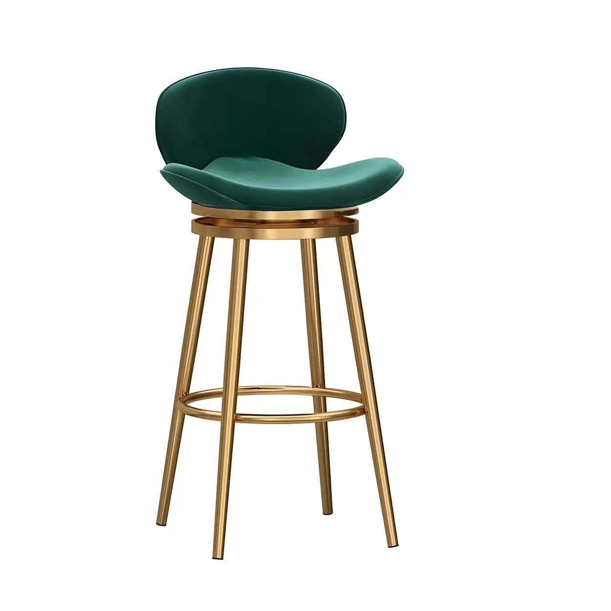 Iron Frame Curved Fabric Bucket Bar Stool — Grey / Gold
