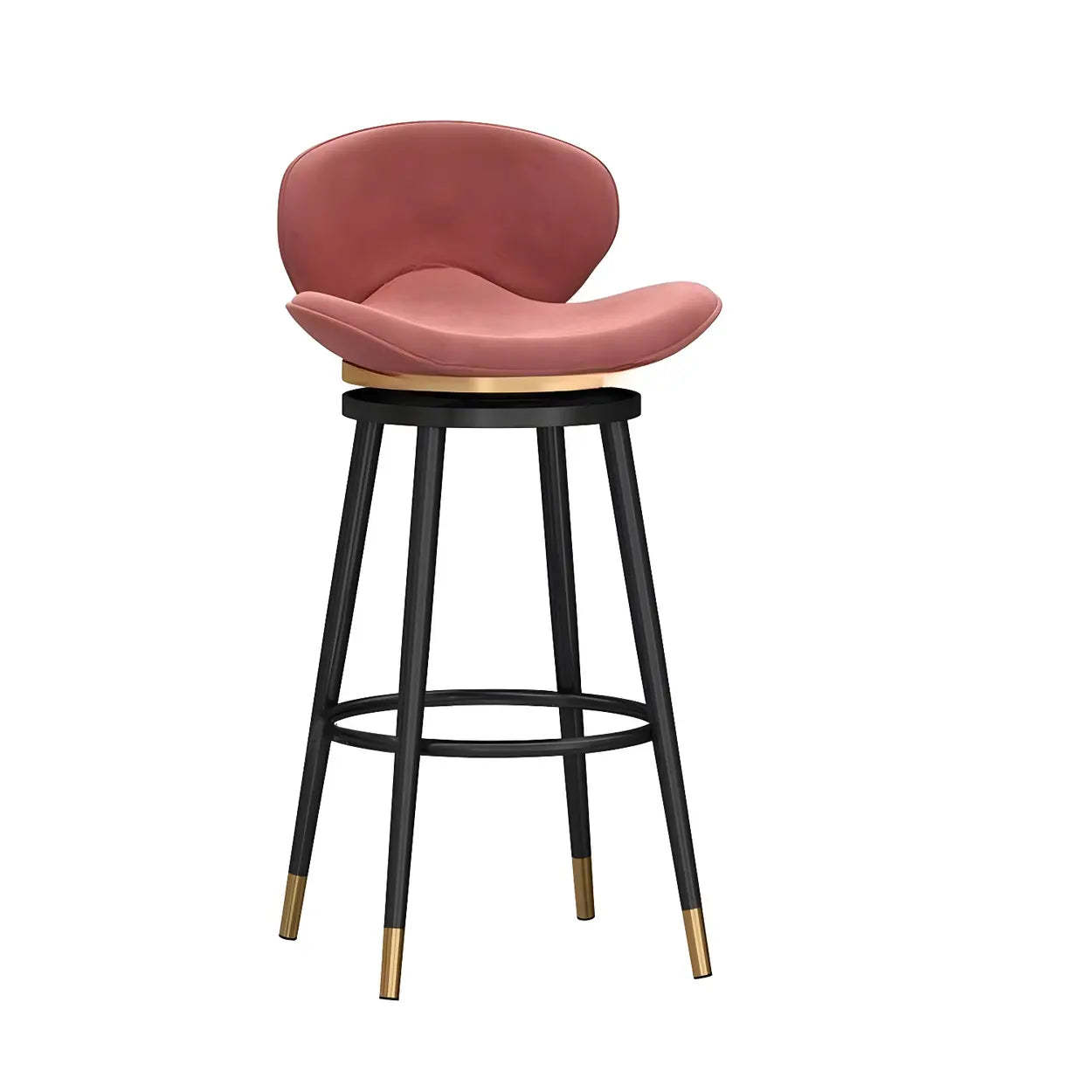 Iron Frame Curved Fabric Bucket Bar Stool