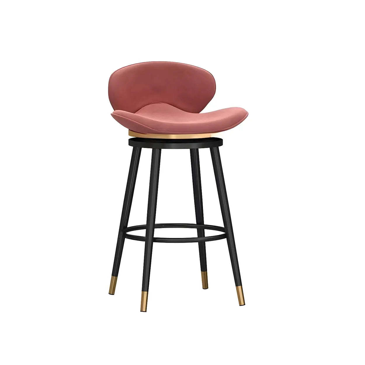 Iron Frame Curved Fabric Bucket Bar Stool — Black / Gold