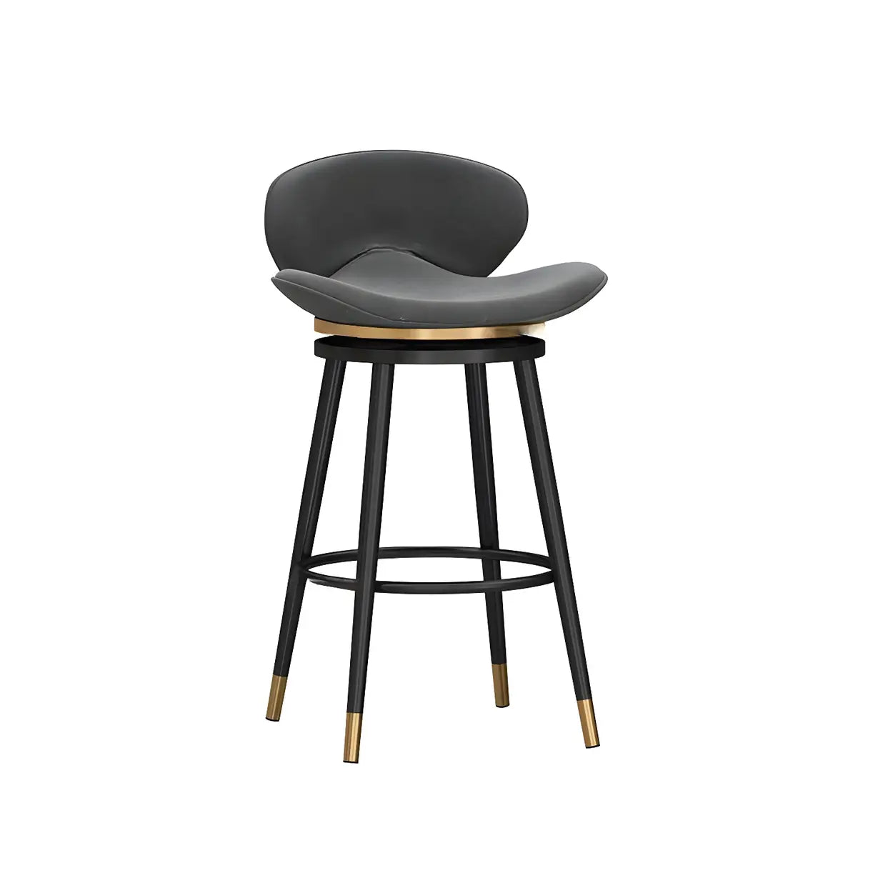 Iron Frame Curved Fabric Bucket Bar Stool — White / Black