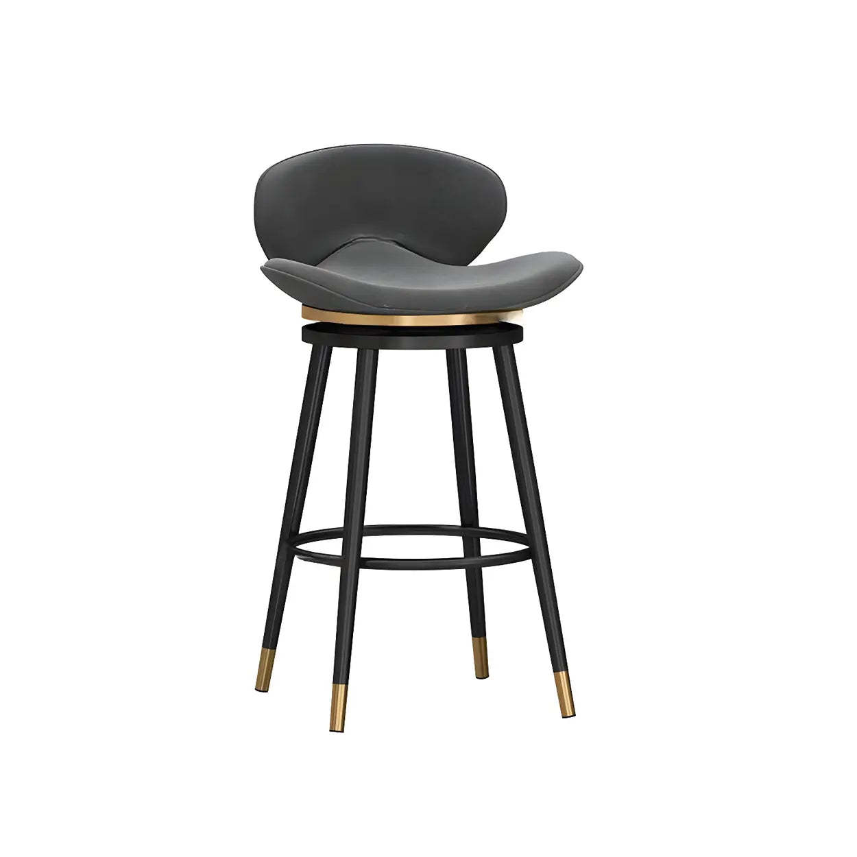 Iron Frame Curved Fabric Bucket Bar Stool — White / Black