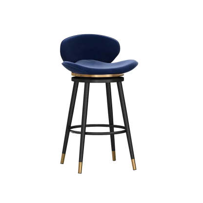 Iron Frame Curved Fabric Bucket Bar Stool — White / Gold