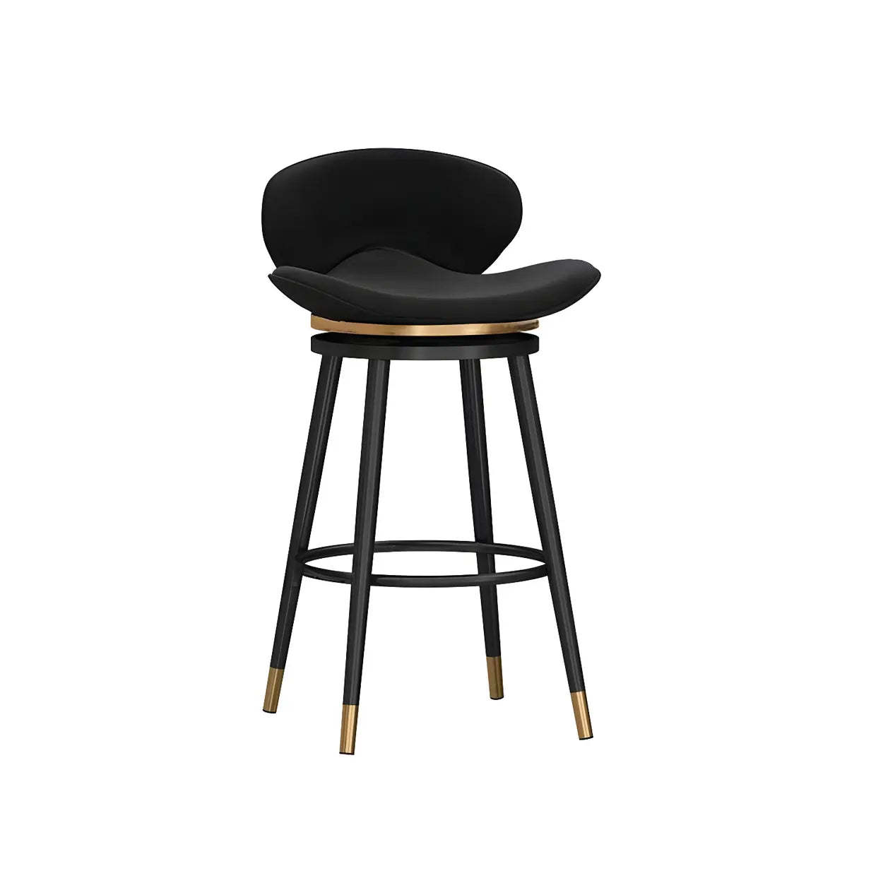 Iron Frame Curved Fabric Bucket Bar Stool — Blue / Black