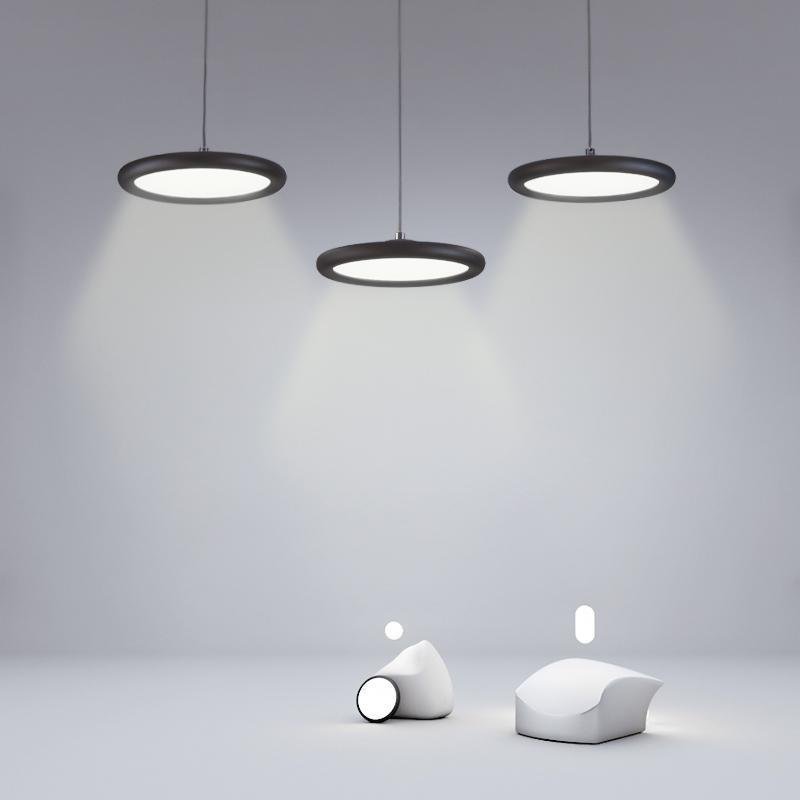 Modern 3-piece geometric synthetic pendant lighting — Cool White (6000K) / Matte Black