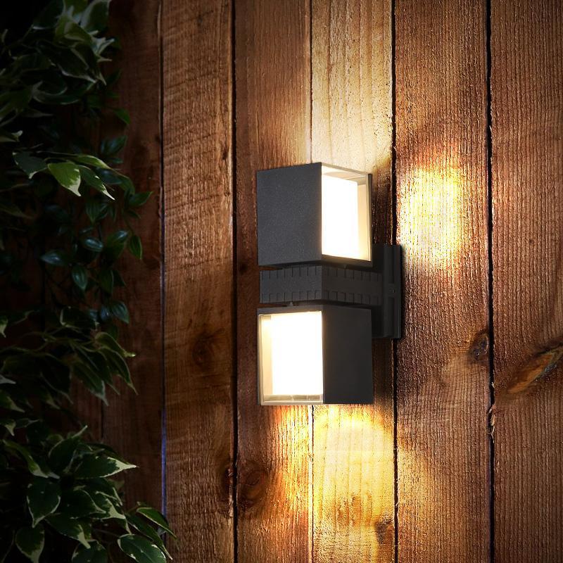 Adjustable Square Lamps Up And Down Lighting Black Outdoor Wall Lights-Lighom
