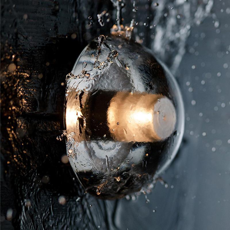 Round Bowl Glass LED Rustic Outdoor Wall Light