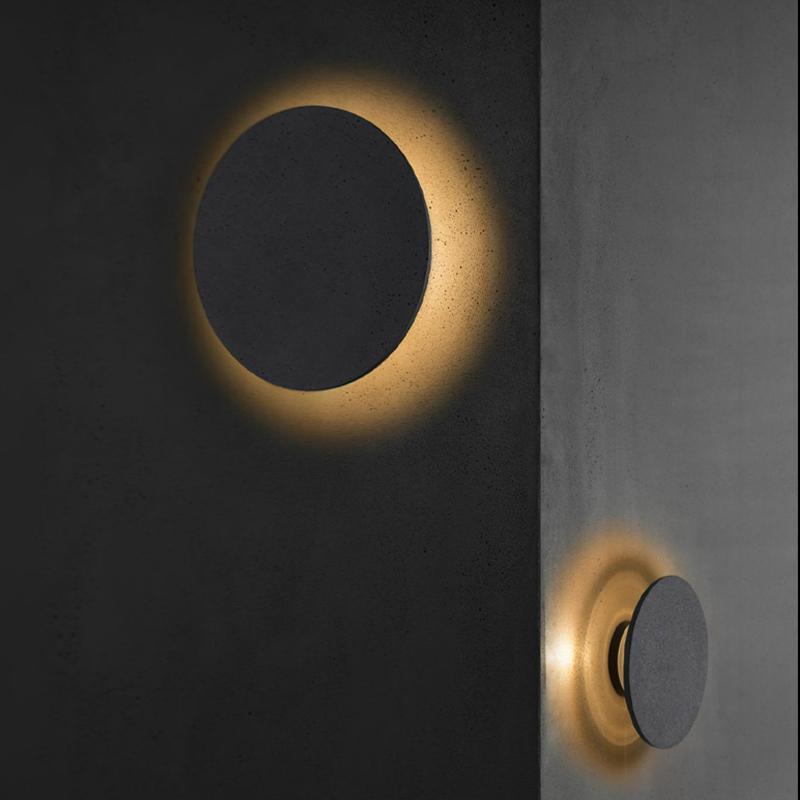 Outdoor Round Gray Concrete LED Wall Flush Lights Accent Landscape Lighting-Lighom
