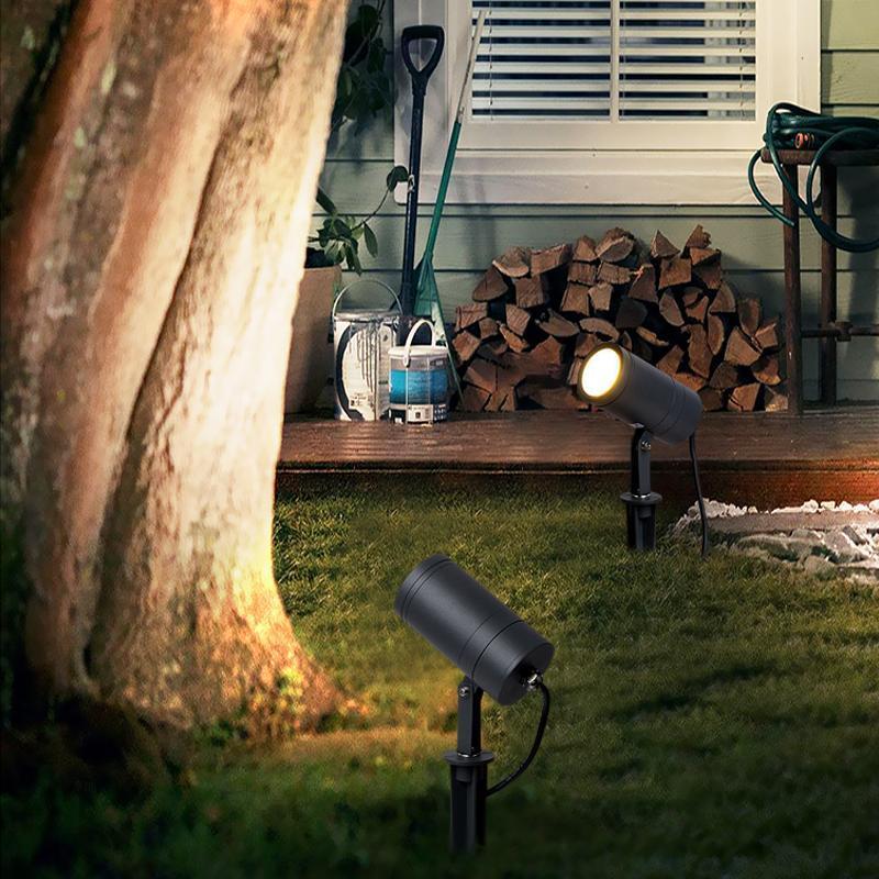 Adjustable Round Aluminum LED Waterproof Black Modern Tree Spotlights-Lighom