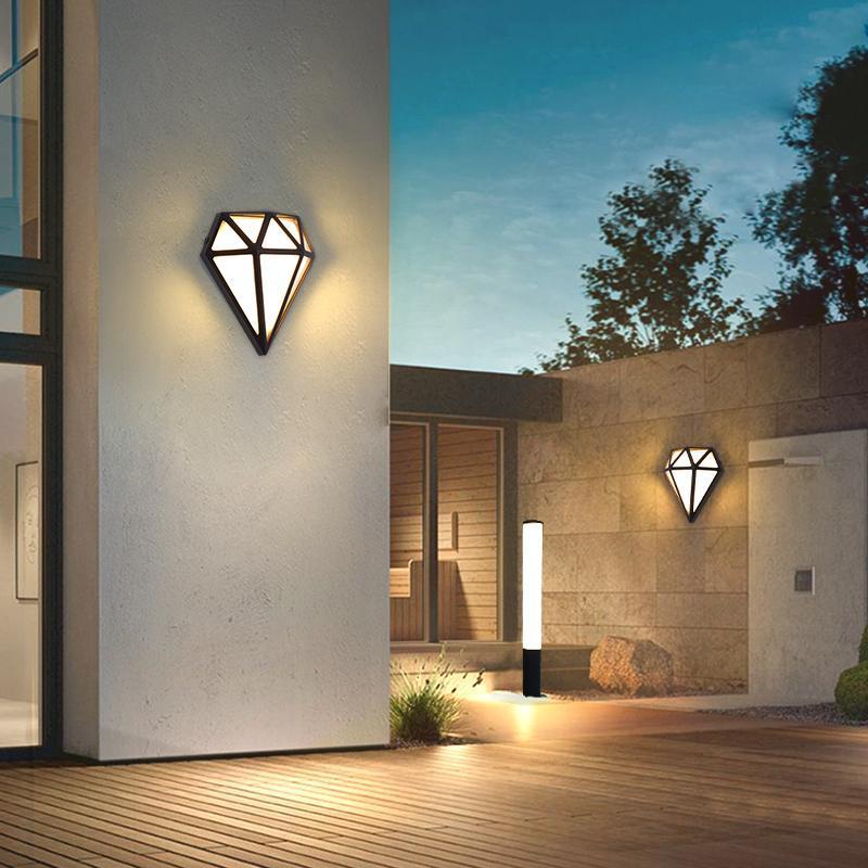 Rhombus Diamonds LED Waterproof Modern Porch Lights Outdoor Wall Lights-Lighom