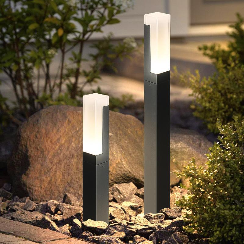 Cuboid gray landscape lighting, Lighom — 16" / Set of 2