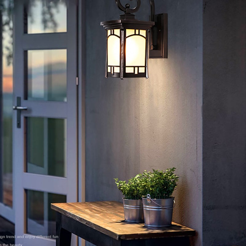Vintage Striped Glass Shade Waterproof Modern Outdoor Wall Lights-Lighom