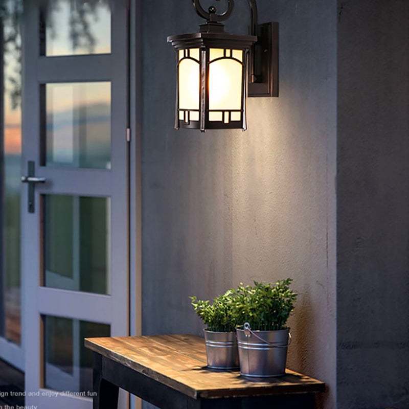 Vintage Striped Glass Shade Waterproof Modern Outdoor Wall Lights-Lighom