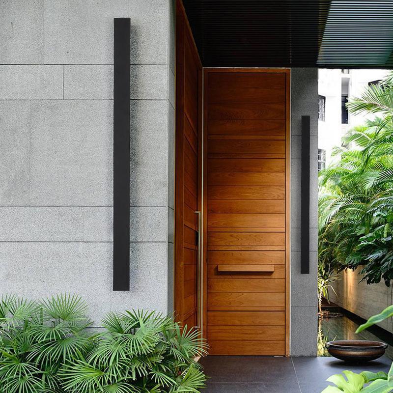 Outdoor Long Strip Waterproof Metal Black Modern Outdoor Wall Lights-Lighom