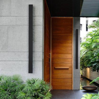 Outdoor Long Strip Waterproof Metal Black Modern Outdoor Wall Lights-Lighom