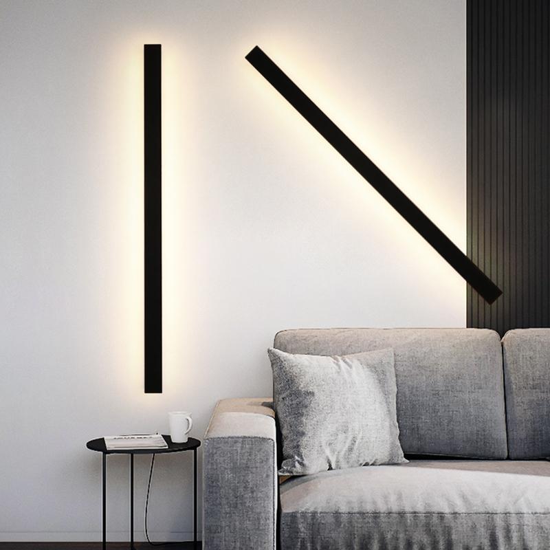 Outdoor Waterproof Long Strip Metal Black Modern LED Outdoor Wall Lights-Lighom